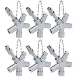 ABSINA Universal Key with 4 Profiles, Pack of 6, Triangular Key, Square Key, Control Cabinet Key, Square Triangular, Universal Key for Standard Cabinets and Locking Systems