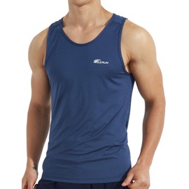 EZRUN Men's Quick Dry Sport Tank Top for Bodybuilding Gym Athletic Jogging Running,Fitness Training Workout Sleeveless Shirts(Blue,m)