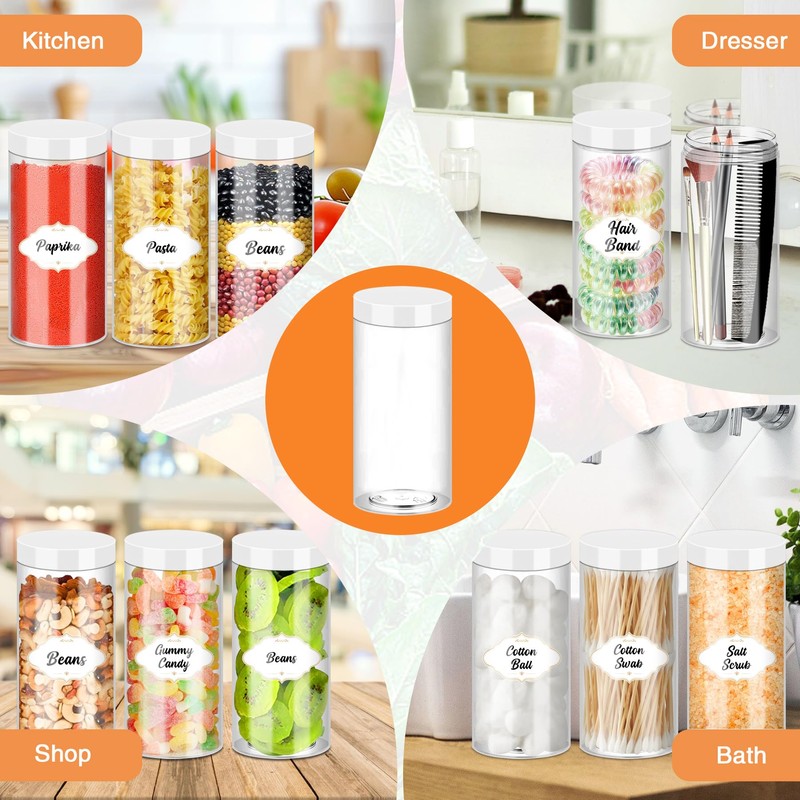 PeacePeo 24 Pcs Plastic Jars, 16 OZ Plastic Jars with