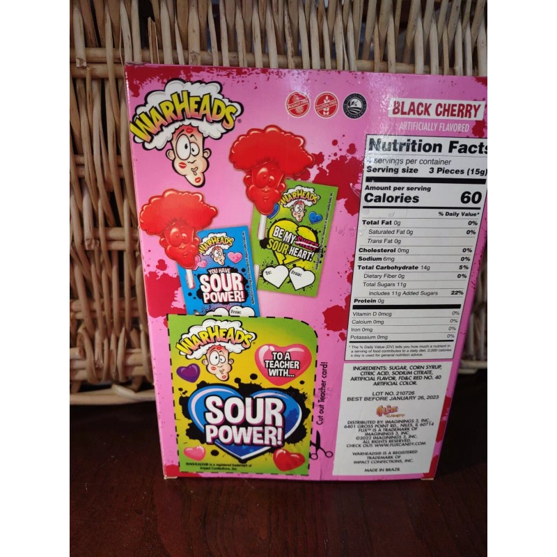 Unbranded Warheads Valentine's Lollipops & Card Kit Black Cherry