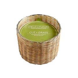 Field + Fleur 3 Wick Handwoven Candle - Scented Candle with a Luxury Home Fragrance - Elegant Holiday Candle - 21oz (Cut Grass)