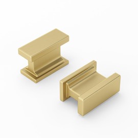 Rergy Cabinet Handles Kitchen Drawer Pulls and Knobs, 10Pack Gold Single Hole, Square Hardware for Bathroom Dresser