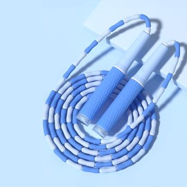Adjustable Skipping Rope with Foam Handles Pink Blue for Fitness and Training (Deep Sea Blue)