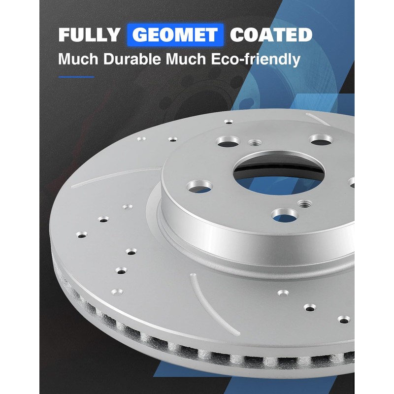 Anpulsero Rear Automotive Replacement Brake Kit, Drilled Slotted Brake Rotors