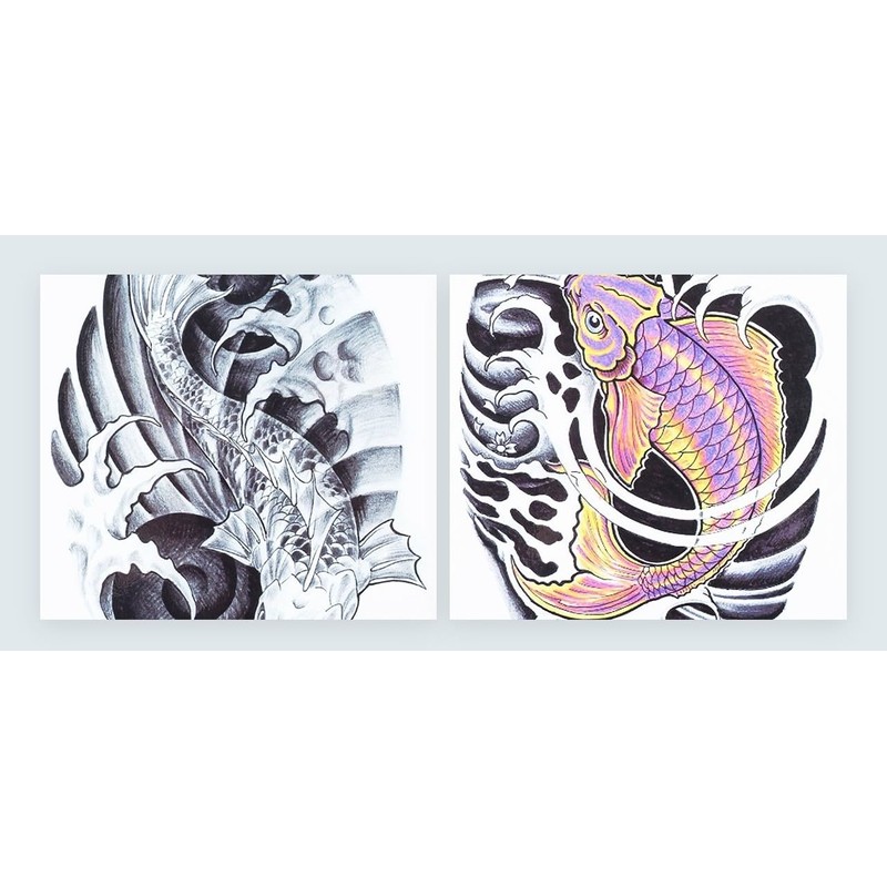 HB251 253 Temporary Fish Tattoo Japanese Koi Tattoo, Japankoi Tattoo,