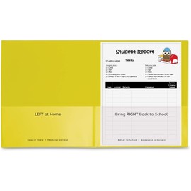 C-Line, Classroom Connector School-to-Home Folders, Letter, 8 1/2" x 11" Sheet Size, 2 Internal Pockets, Polypropylene, Yellow, 25/Box