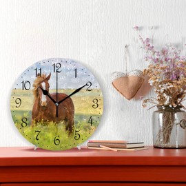 ALAZA Reloj de pared con diseño de caballo y flores, silencioso, sin tictac, decorativo, funciona con pilas, 10 pulgadas, para el hogar, sala de estar, cocina, baño, recámara
