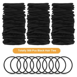 Canlierr 500 Pcs Hair Ties Bulk for Thick Non Metal Hair Elastics Hair Rubber Bands Ponytail Holders for Women Men Straight Thick Curly Hair(Black,2 mm X 3.5 cm)