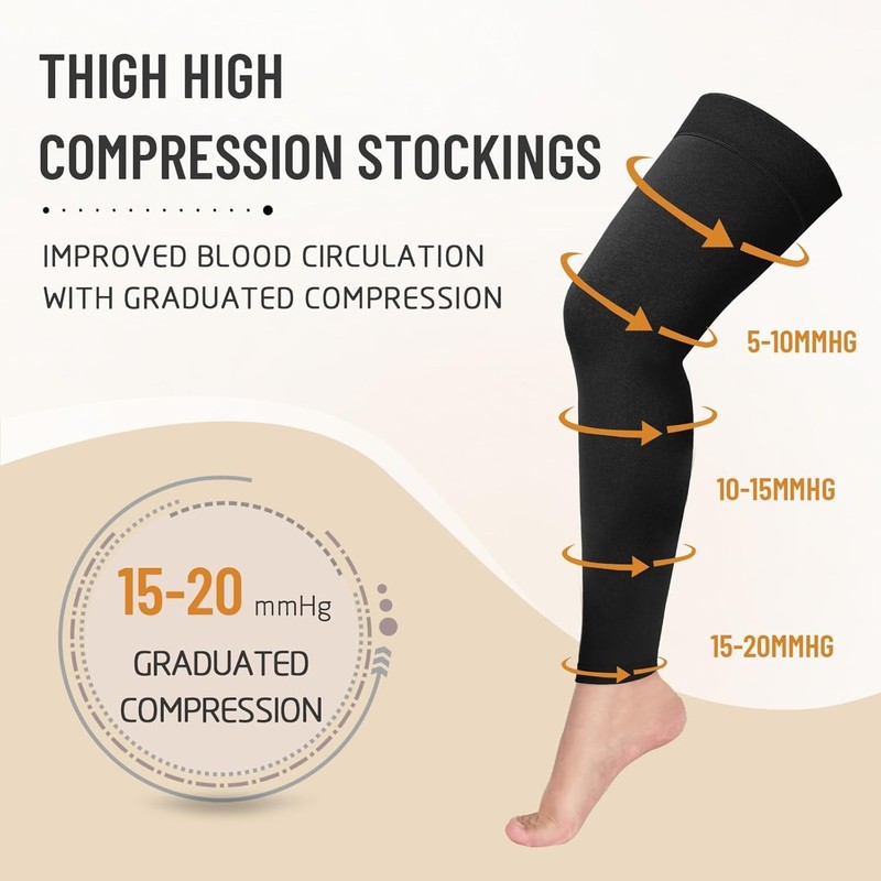 20-30 mmHg Thigh High Compression Socks 1 Pair Open- Toe