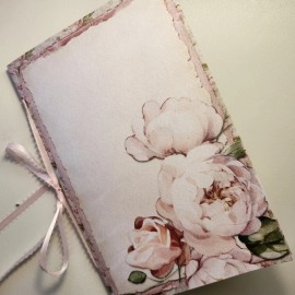 Handmade Junk Journal Booklet "GENTLE ROSE" HANDMADE Aged Botanical Images 9X6 40pg