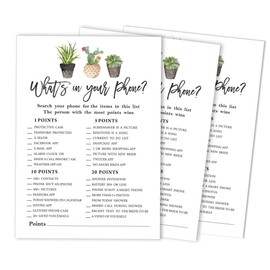 Inkdotpot Bridal Shower Game Wedding Shower Bachelorette Party Bulk Activity Game cards 50-Pack Cactus Taco'bout love Whats on Your Phone