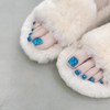 NEURAD Nail Tips for Feet, Sea Blue, 24 Pieces, Glitter,