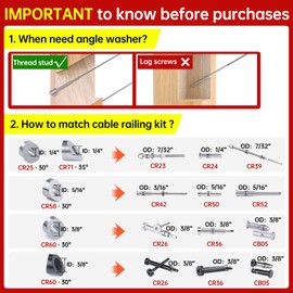 Muzata 20Pack Black Angle Beveled Washer 25 30 35 Degrees Stainless Steel Stair Cable Railing Kit Wood Metal Aluminum Posts CR60