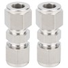 2Pcs 316 Stainless Steel Compression Fitting Straight DoubleFerrule Tube Adapter(Ф10