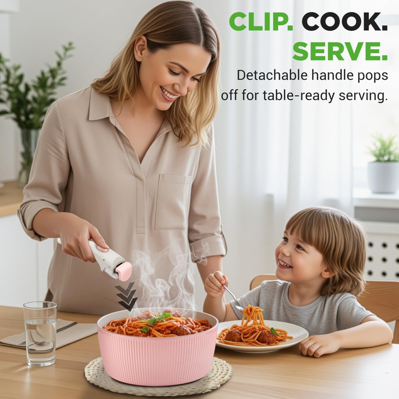 NutriChef 18-Piece Ceramic Cookware Set with Detachable Handles, Non Stick