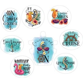 Cruise Ship Door Decoration Bundle of 8 Cruise Phrases Magnet Funny & Fun Party Decor - Decorative Magnetic Favors For Fridge, Locker, Whiteboard - Ships Stateroom on Carnival, Royal Caribbean
