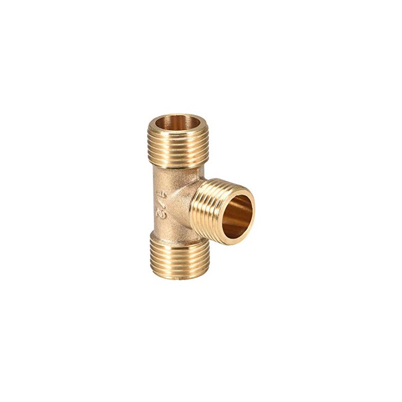 sourcing map Brass Tee Pipe Fitting G1/2 Male Thread T
