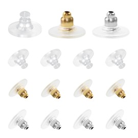 GTNCE Pack of 200 Stud Earrings Closure, Hypoallergenic Earring Stopper, Earring Closure, Replacement for Stud Earrings, Earring Stopper for Women, DIY Jewellery Accessories (Gold, Silver,