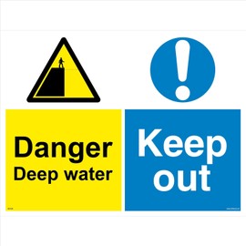 MU169 Multiple Sign DANGER DEEP WATER KEEP OUT 300mm x 200mm DIBOND/COMPOSITE ALUMINIUM