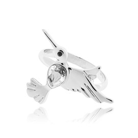 Mayfer | Anillo ajustable para mujer de la colección Colibrí buena suerte, decorado con cristal austriaco traslucido