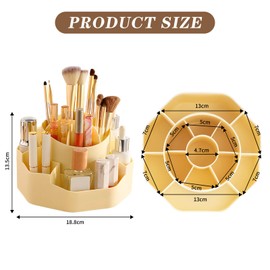 MUUKAIII Make Up Organizer, 360° Drehbar Schminktisch Organizer Multifunctional Makeup Organizers for Frisiertisch Badezimmer Schlafzimmer (Beige)