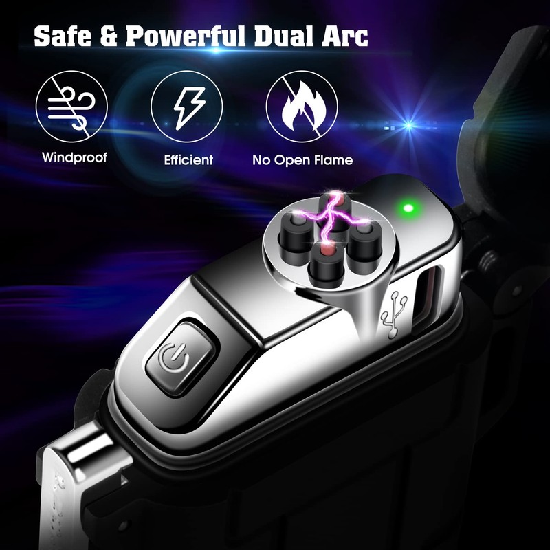 LcFun Electric Plasma Lighter - Windproof, Waterproof, USB Rechargeable with