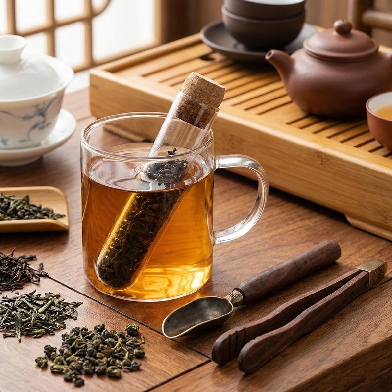 2 PCS Tea Infuser Glass Tea Strainers for Long Leaf