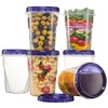 PLASTICPRO 6 Pack Twist Cap Food Storage Containers with Blue