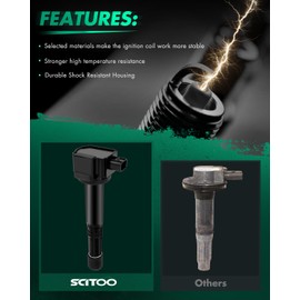 SCITOO Ignition Coil Coils & Iridium Spark Plugs fit for Acura for Honda ILX TLX for Accord CR-V 2.4L L4 UF712 4 ignition coils for 4 iridium Spark Plugs