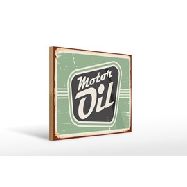 Holzschild 30 x 20 cm Motor oil Motoröl Auto - DekoNo7