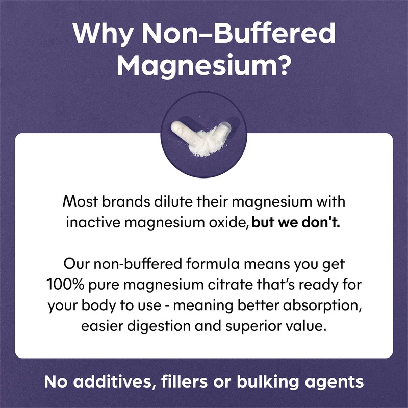 Purolabs Magnesium Citrate - High Strength Non-Buffered Magnesium - Superior