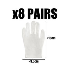 NYGGTYK 8 Pairs of White Gloves, Simple Breathable Gloves, Children's Gloves, Performance Party Props, Label Gloves for Boys and Girls, Party Costume Accessories, White, M