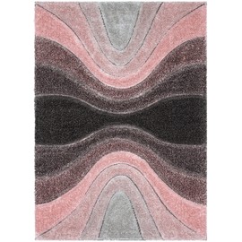 Well Woven Luze Blush Pink Hourglass Waves Geometric Thick Soft Plush 3D Textured Shag Area Rug (7'10" x 9'10")