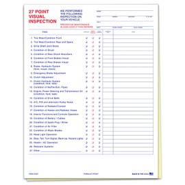 27 Point Inspection Sheet - Vehicle Inspection Form - 100 Pack