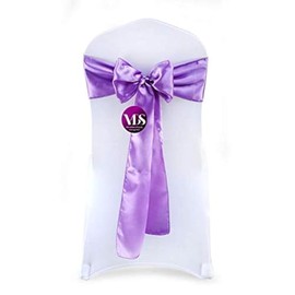 VDS Satin Chair Sashes Chair Cover Back Tie Sateen Bows Ribbon for Wedding Birthday Graduation Engagement Ceremony Event Party Banquet Venue Hotel All Dining Chair Decoration (10PC) (Lavender)