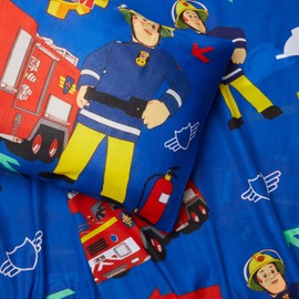 Fireman Sam Firefighter Polycotton Kids Single Duvet Cover Set Bedding Bed Set,Blue