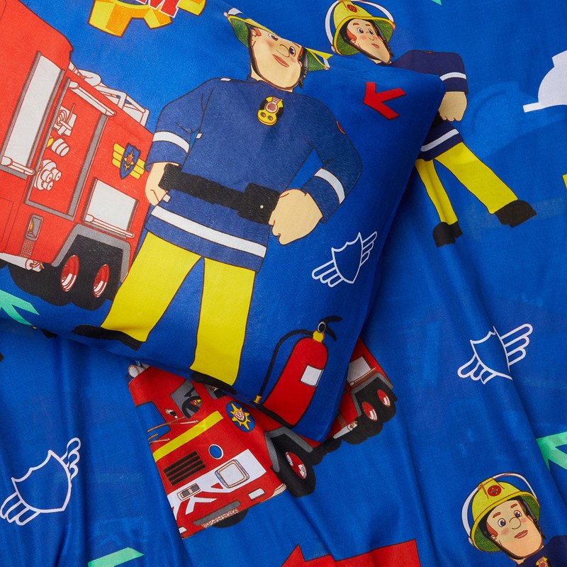 Fireman Sam Firefighter Polycotton Kids Single Duvet Cover Set Bedding
