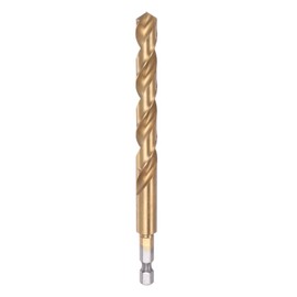 sourcing map 1/4" Hex Shank Drill Bit 10mm Titanium Drill Bits Set M35 High Speed Steel Twist Drill Bit 130mm Long Fully Ground for Wood, Stainless Steel, Metal, Plastic Plastic
