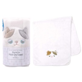 Liv Heart 78282-10 Hair Drying Towel, Nemu Nemu Absorbent Karatto Towel, Mikeneko Yuzu (Total Length: Approx. 39.4 inches (100 cm), Fluffy, Easy to Dry
