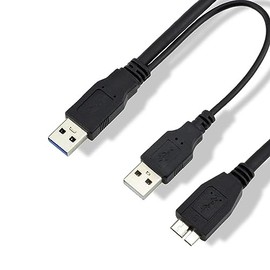 AlyKets USB 3.0 Dual Power Y Shape 2 X Type a to Micro B high Speed Upto 5 Gbps Data Transfer Cable, Micro USB 3.0 to USB Splitter Cable (USB Y-Cable, USB Y Cable) 20 Inches for External Hard Drives