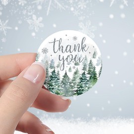Baby It's Cold Outside Baby Shower Thank You Stickers, Winter Wonderland Baby Shower Party Favor Bag Labels - 40 Count