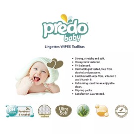 PREDO BABY WIPES  ULTRA SOFT 72 CT / PACK -  2 packs