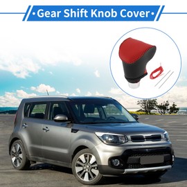VekAuto 1 Pc Gear Shift Knob Cover for Kia Soul 2020-2023 Anti-Slip Faux Leather Red Stick Shifting Handle Protector