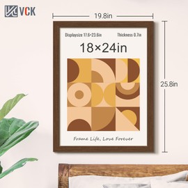 VCK 18x24 Brown Poster Frame 3 Pack, Solid Wood Picture Frame with Exclusive Wood Grain, Wall Mounting Hanging
