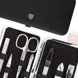 3 Swords Germany - brand quality 7 piece manicure pedicure grooming kit set for professional finger & toe nail care scissors clipper fashion leather case in gift box, Made by 3 Swords (6684)