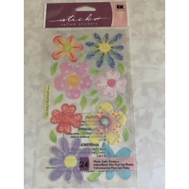 STICKO STICKERS COLORFUL PASTEL FLOWERS MULTI-COLOR 24PCS