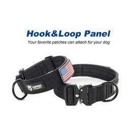 TSPRO Premium Dog Collars Tactical Dog Collar with Patch and Heavy Duty Quick-Release Metal Buckle Durable Thick and Adjustable for Medium to Large Dogs (Khaki M)