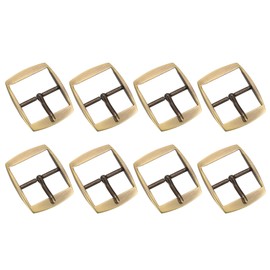 sourcing map Metal Roller Buckle, 8Pcs 1.26" Single Prong Belt Buckle Square Center Bar Buckles for Leather Craft Accessories Belt, Bronze