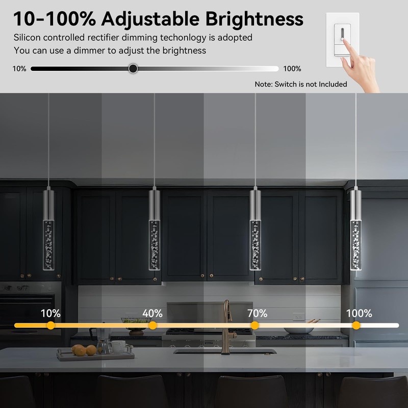 OTeedo 3 Pack Pendant Lights Kitchen Island,3 Color Modern LED