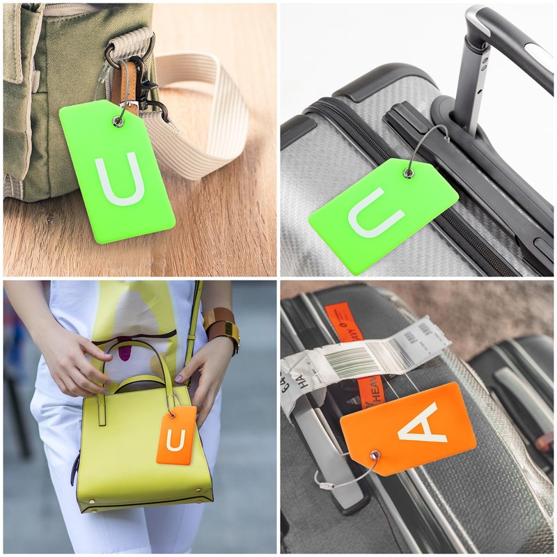 PATIKIL Initial Luggage Tags, 2 Pcs Silicone Suitcase Tag Identifier